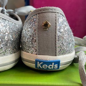 Kate Spade x Keds Silver Glitter Sneaker Size 8.5